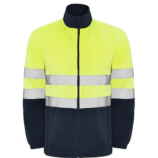 Bluza Mikropolar Odblaskowa Wiatroodporna RY9305 - Navy Blue 55 & Fluor Yellow 221