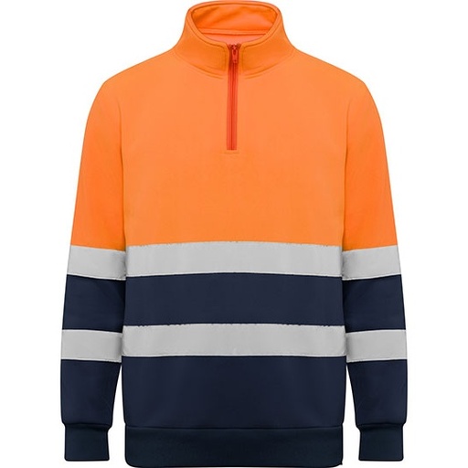 Bluza ostrzegawcza z półzamkiem i ściągaczem RY9314 - Navy Blue 55 & Fluor Orange 223