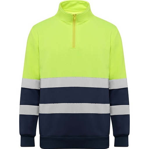 Bluza ostrzegawcza z półzamkiem i ściągaczem RY9314 - Navy Blue 55 & Fluor Yellow 221