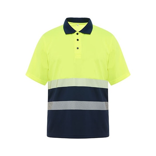 Koszulka Polo Krotki Rekaw Wysoka Widocznosc Poliester RY9315 - Navy Blue 55 & Fluor Yellow 221