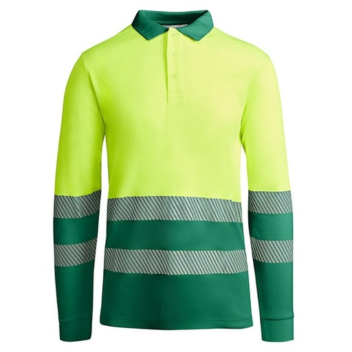 Odblaskowa koszulka polo z długim rękawem RY9319 - Garden Green 52 & Fluor Yellow 221