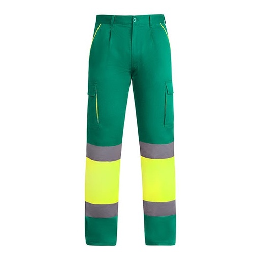 Spodnie Robocze Dlugie z Podszewka Odblaskowe HiVis RY9321 - Garden Green 52 & Fluor Yellow 221