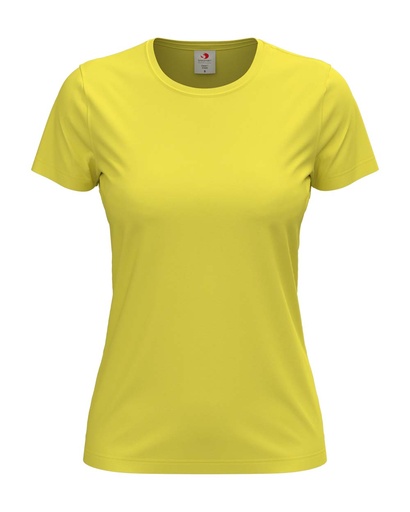 T-shirt Damski Klasyczny Bawelniany S141 - Yellow