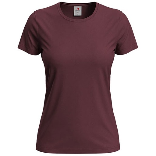 T-shirt Damski Klasyczny Bawelniany S141 - Bordeaux