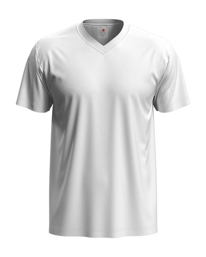 T-shirt Meski V-neck Klasyczny S270 - White