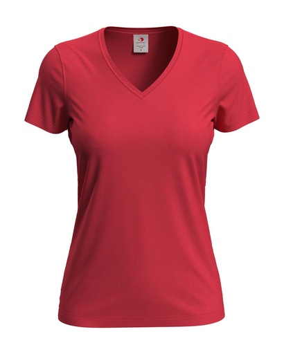 T-shirt Damski Klasyczny Dekolt V S279 - Scarlet Red