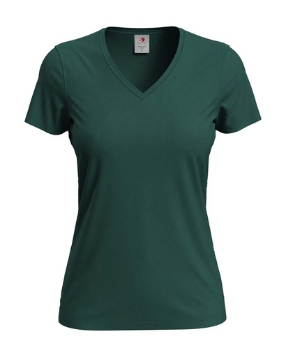 T-shirt Damski Klasyczny Dekolt V S279 - Bottle Green