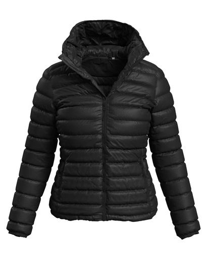 Damska kurtka ocieplana slim z kapturem S5520 - Black Opal