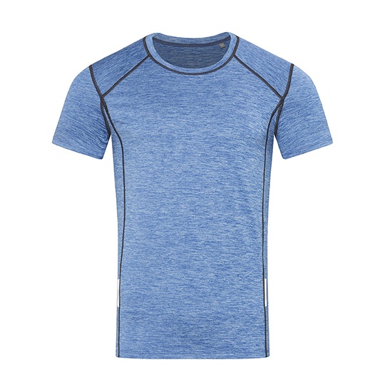 Koszulka Sportowa Slim z Recyklingu z Odblaskami - Blue Heather