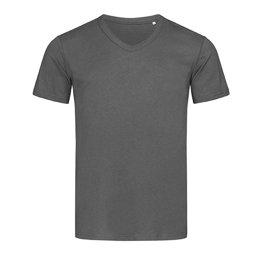 T-shirt Klasyczny Dekolt V Bawelniany S9010 - Slate Grey (Solid)