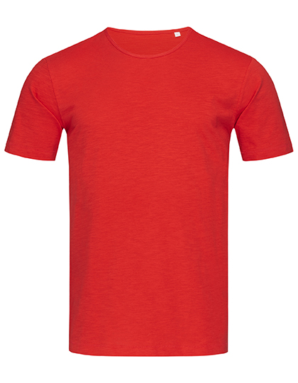 Koszulka Shawn Slub z okrągłym dekoltem - Crimson Red