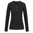 Koszulka Henley Długi Rękaw Damska - Black Opal