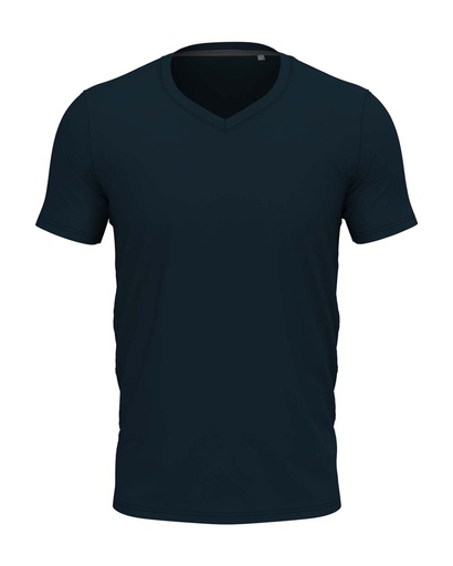 T-shirt Slim z Dekoltem V S9610 - Marina Blue