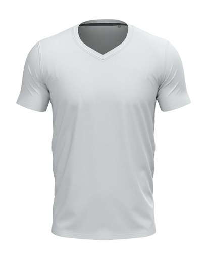 Koszulka Meska Slim V-neck Odprowadzajaca Wilgoc S9610 - White