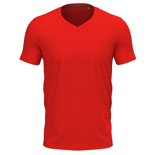 Koszulka Meska Slim V-neck Odprowadzajaca Wilgoc S9610 - Scarlet Red
