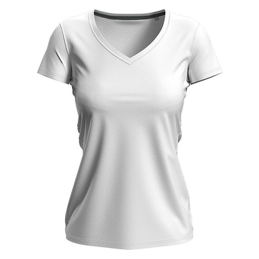 T-shirt Damski Slim Dekolt V S9710 - White