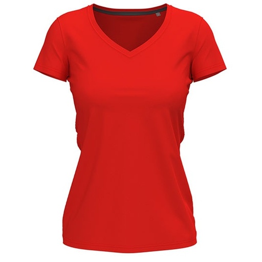 T-shirt Damski Slim Dekolt V S9710 - Scarlet Red