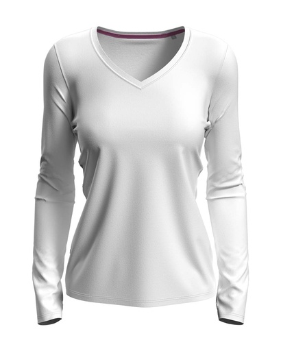 Bluzka Damska Slim z Dlugim Rekawem S9720 - White