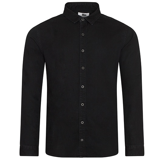 Koszula jeansowa męska, długa rękaw - Black