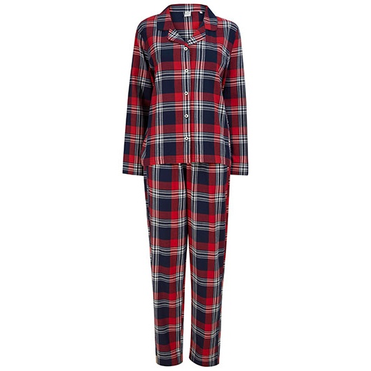 Damski flanelowy zestaw tartanowy - Red-Navy Check