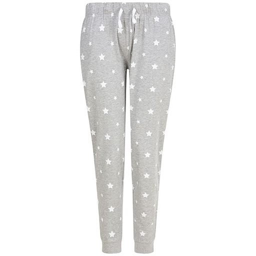 Spodnie Dresowe Damskie Bawełniane Platki Sniegu SF085 - Heather Grey & White Stars