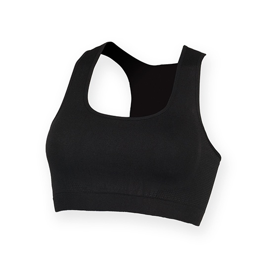 Damski top sportowy crop bezszwowy - Black