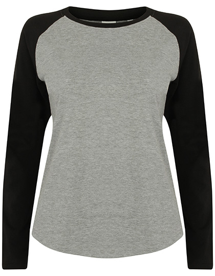 Damska koszulka baseballowa z długim rękawem - Heather Grey & Black