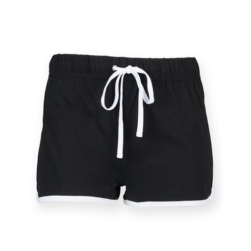 Damskie szorty retro z lamówką SF69 - Black & White