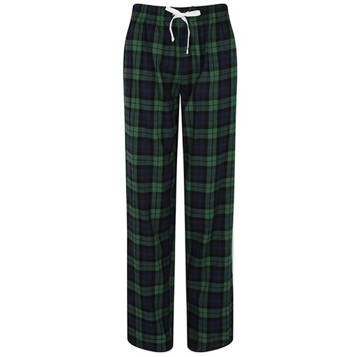 Damskie spodnie flanelowe w kratę SF83 - Navy-Green Check