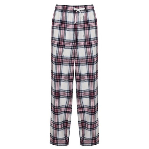 Spodnie Damskie Luzne Flanelowe w Krate SF83 - White-Pink Check
