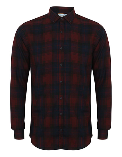 Męska koszula casual w kratę - Burgundy Check