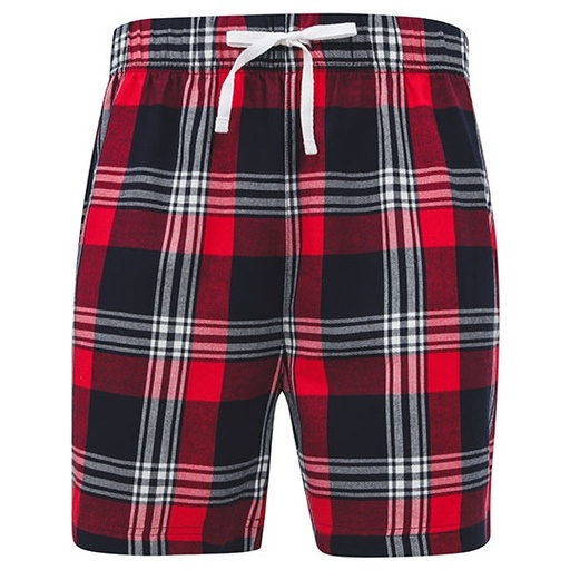 Szorty Flanelowe Męskie Bawełniane w Krate SFM82 - Red-Navy Check