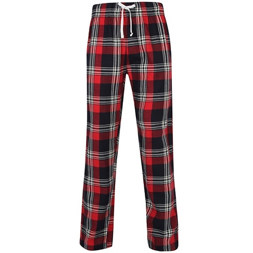 Spodnie Męskie Luźne Flanelowe SFM83 - Red-Navy Check