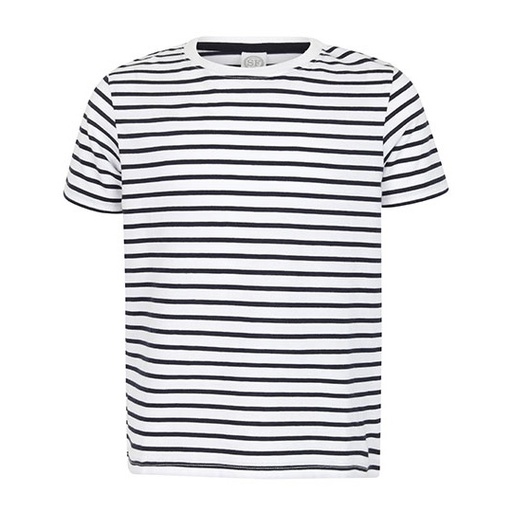 T-shirt dziecięcy w paski SM202 - White & Oxford Navy