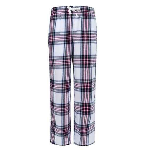 Dziecięce spodnie flanelowe w kratę SM83 - White-Pink Check