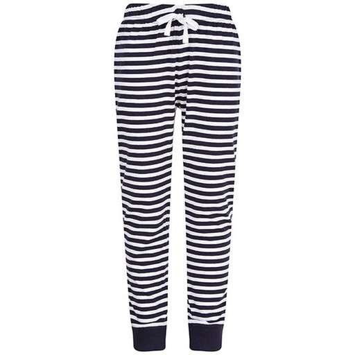 Spodnie Dresowe Dziecięce Bawełniane z Nadrukiem SM85 - Navy & White Stripes
