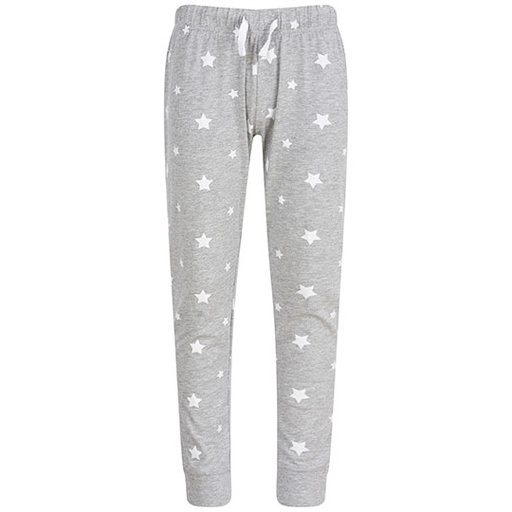 Spodnie Dresowe Dziecięce Bawełniane z Nadrukiem SM85 - Heather Grey & White Stars