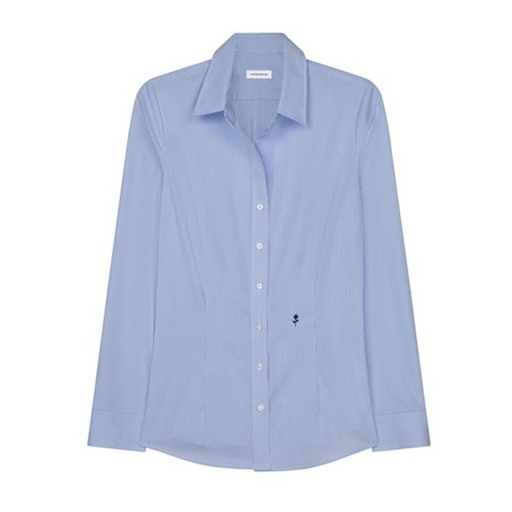 Bluzka Slim Fit Popelina Bawełniana SN080619 - New Striped Light Blue - White
