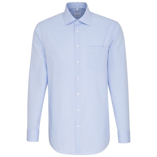 Koszula męska regular fit w kratę/paski długi rękaw SN193600 - Check Light Blue