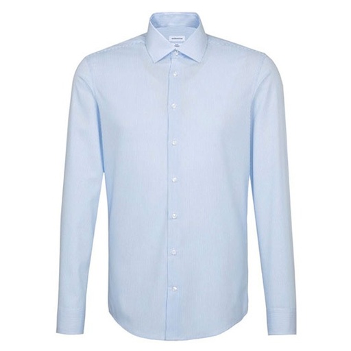 Koszula Meska Slim Fit Popelinowa w Krate SN693600 - Striped Light Blue - White