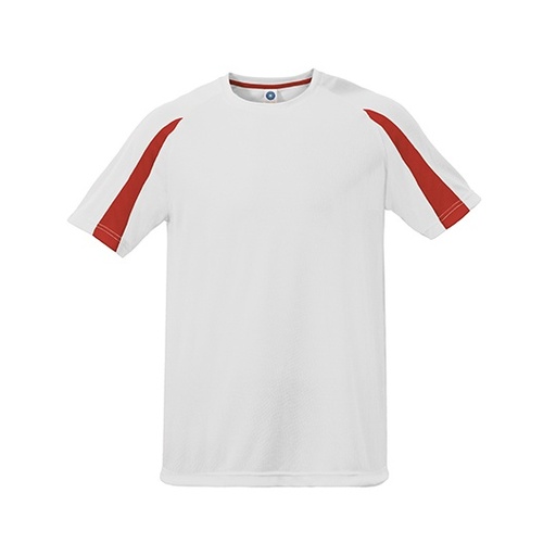 Koszulka Sportowa Unisex Teksturowany Poliester Odprowadzająca Wilgoć SW309 - White & Fiesta Red
