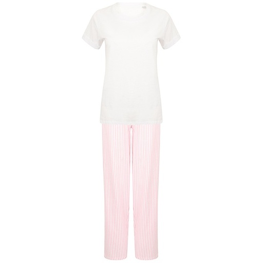 Pizama Męska Dlugie Nogawki Bawełniana TC053 - White & Pink & White Stripe