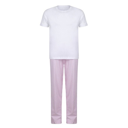 Piżama dziecięca z krótkim rękawem i długimi spodniami TC059 - White & Pink & White Stripe