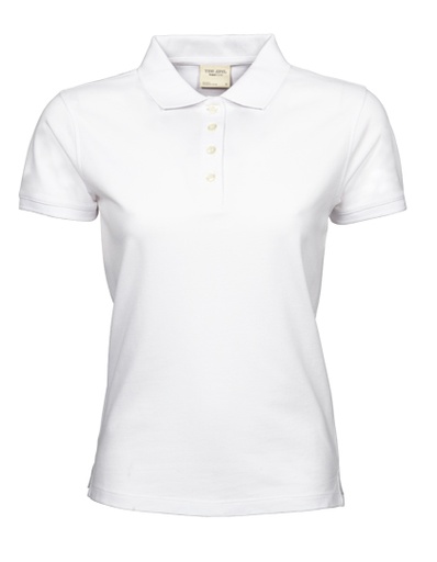 Koszulka Polo Damska Klasyczna Bawelna Pique TJ1401 - White