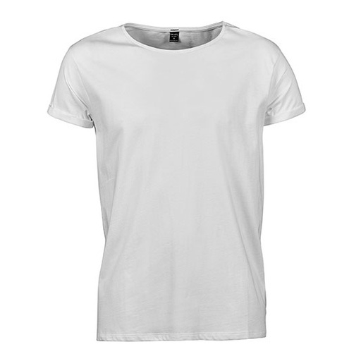 Męski T-shirt z podwijanymi rękawami TJ5062 - White