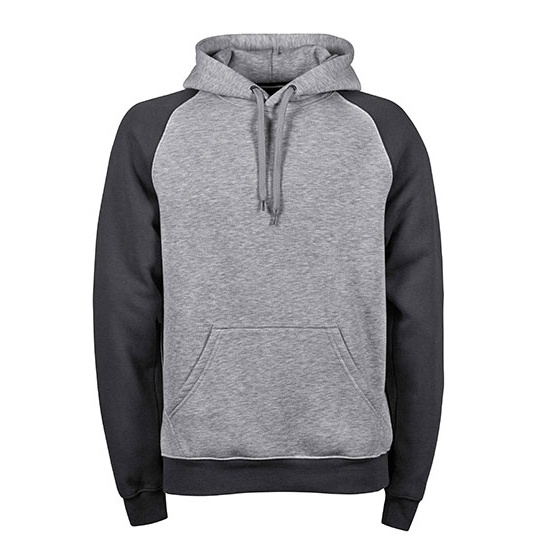 Dwukolorowa bluza z kapturem, raglanowe rękawy - Heather Grey & Dark Grey (Solid)