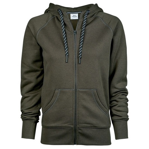 Bluza Damska Slim Bawełniana z Kapturem i Zamkiem TJ5436N - Deep Green