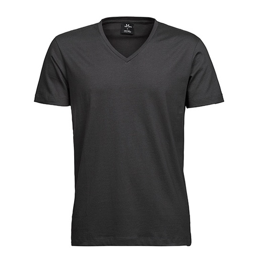 T-shirt Meski Slim Bawelna Czesana Dekolt V TJ8006 - Dark Grey (Solid)