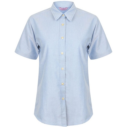 Damska koszula oxford z krótkim rękawem W516 - Blue Oxford