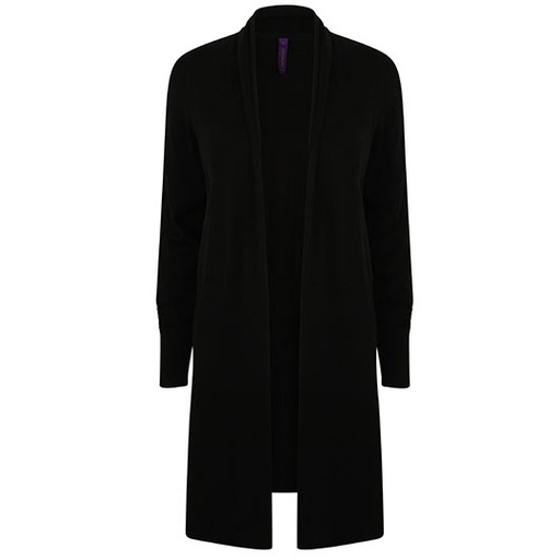 Kardigan Damski Długi Dzianinowy W719 - Black